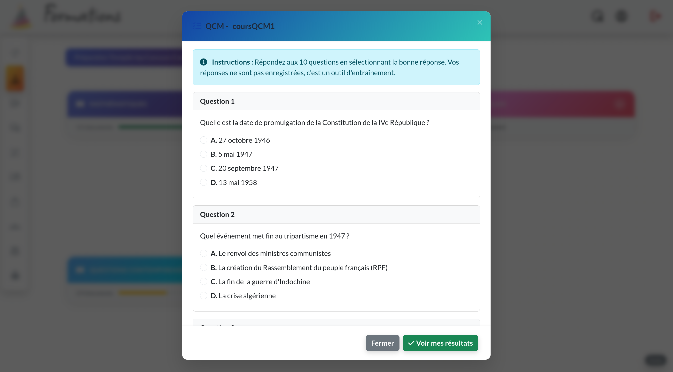 QCM générés par IA Campus Tremplin